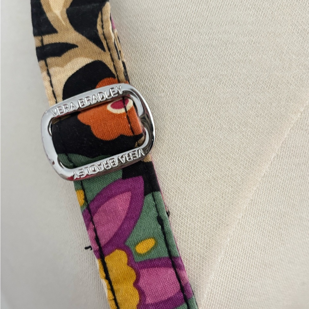 Vera Bradley Black Quilted Floral Crossbody with Pink Orange Purple Accents - Picture 3 of 5